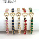 3Pcs Colored Zircon Heart Tennis Chain Bracelet for Women