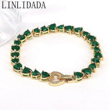 3Pcs Colored Zircon Heart Tennis Chain Bracelet for Women