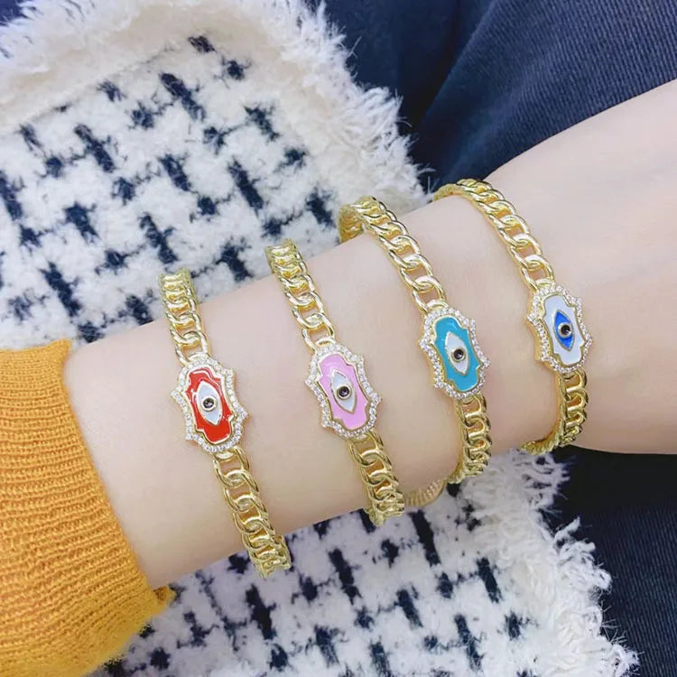 3Pcs Plated Brass Evil Eye Cuff Bracelet Set for Women