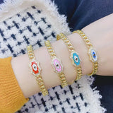 3Pcs Plated Brass Evil Eye Cuff Bracelet Set for Women