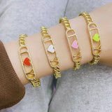 3Pcs Micro Rainbow Cubic Zircon Brass Cuff Bangle Bracelet Women Charm