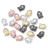 3Pcs Buddha Head Copper Zirconia Spacer Beads DIY Jewelry Findings