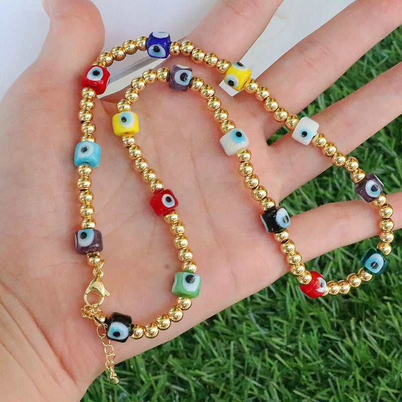 3Pcs Lampwork Glass Eye Beads Choker Necklaces