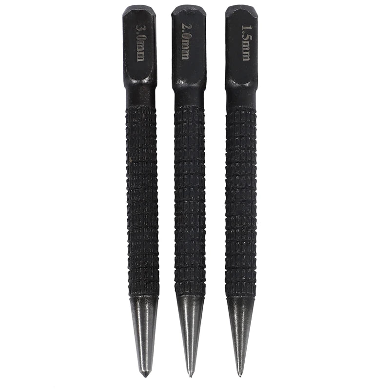 3Pcs High-Carbon Steel Center Punch Set 10Cm Non Slip Center Punch