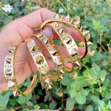 3Pcs Brass Charms Cuff Bracelet Bangle Set