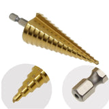 3Pcs Hss Titanium-Coated Step Drill 6.35Mm Hex Shank Bit For Plastic Wood Metal