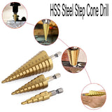 3Pcs Hss Titanium-Coated Step Drill 6.35Mm Hex Shank Bit For Plastic Wood Metal