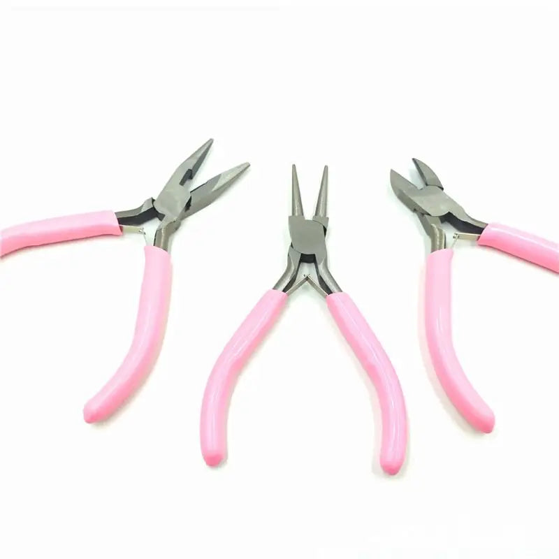 3Pcs Pink Jewelry Pliers Set Wire Cutting Bending Plier Kit