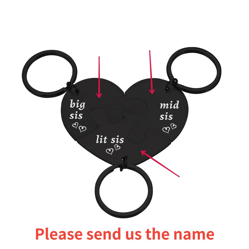 3Pcs Keychain Sister Personalized Family Keychains Gift