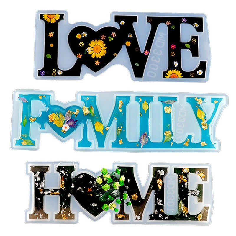 3Pcs Large Letters Heart Resin Casting Mold Silicone Alphabet Mould