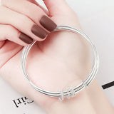 925 Sterling Silver Circle Charm Bracelet & Bangle For Women