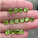 3Pcs/Lot 5A Peridot Loose Stone 3-6mm Rough Round Gemstones for Jewelry
