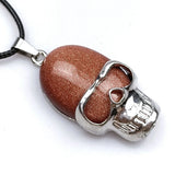 Natural Turquoises Stone Skull Necklace Pendant Halloween Jewelry