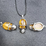 Natural Turquoises Stone Skull Necklace Pendant Halloween Jewelry