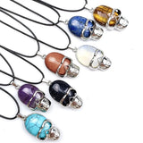 Natural Turquoises Stone Skull Necklace Pendant Halloween Jewelry