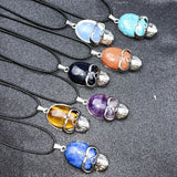 Natural Turquoises Stone Skull Necklace Pendant Halloween Jewelry