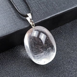 3Pcs/Lot Natural Crystal Irregular Oval Stone Pendant Rope Necklace