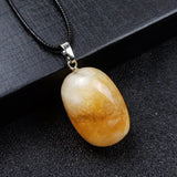 3Pcs/Lot Natural Crystal Irregular Oval Stone Pendant Rope Necklace