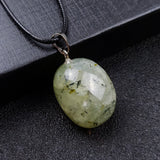 3Pcs/Lot Natural Crystal Irregular Oval Stone Pendant Rope Necklace