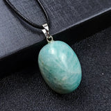 3Pcs/Lot Natural Crystal Irregular Oval Stone Pendant Rope Necklace