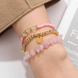3Pcs Natural Stone Turquoises Chip Beads Bracelet Set for Women