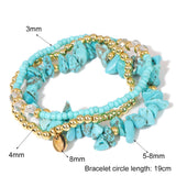 3Pcs Natural Stone Turquoises Chip Beads Bracelet Set for Women