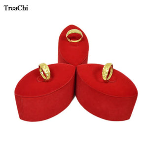 3Pcs Red Velvet Ring Holder Stand Wedding