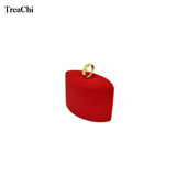 3Pcs Red Velvet Ring Holder Stand Wedding
