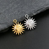 3Pcs/Lot Sun Smile Face Pendants Stainless Steel Celestial Dangle Charms