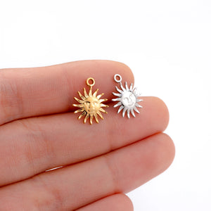 3Pcs/Lot Sun Smile Face Pendants Stainless Steel Celestial Dangle Charms