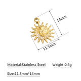 3Pcs/Lot Sun Smile Face Pendants Stainless Steel Celestial Dangle Charms