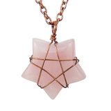3Pcs Retro Copper Crystal Agates Star Pendant Necklace