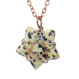 3Pcs Retro Copper Crystal Agates Star Pendant Necklace
