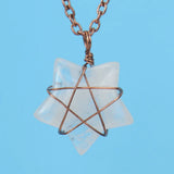 3Pcs Retro Copper Crystal Agates Star Pendant Necklace
