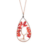 3Pcs Ant Copper Winding Stone Crystal Tree of Life Necklace 7Chakra Pendant