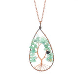 3Pcs Ant Copper Winding Stone Crystal Tree of Life Necklace 7Chakra Pendant