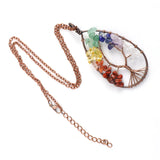 3Pcs Ant Copper Winding Stone Crystal Tree of Life Necklace 7Chakra Pendant