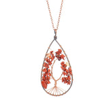 3Pcs Ant Copper Winding Stone Crystal Tree of Life Necklace 7Chakra Pendant