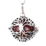 3Pcs Natural Red Agate Chakra Tree of Life Pendant Necklace