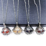 3Pcs Natural Red Agate Chakra Tree of Life Pendant Necklace