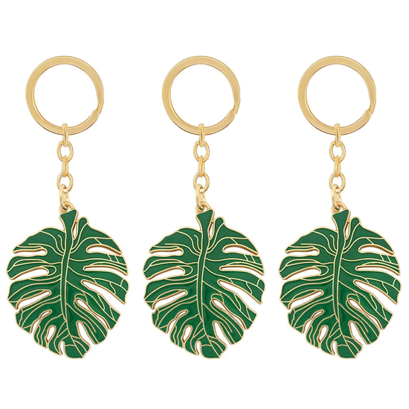 3Pcs Monstera Leaf Key Rings Pretty Keychains Lovely Key Hanging Decorations