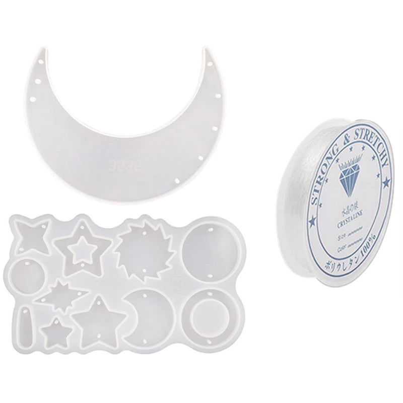 3Pcs Moon Star Wind Chime Silicone Moulds Dream Catcher Mold Keychain Pendant