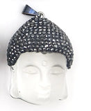 3Pcs Tinct Stone Buddha Head Amulet Pendants Crystal Pave Rhinestone Pendants
