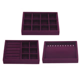 3Pcs Velvet Bangle Necklace Display Tray Earring Jewelry Case