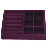 3Pcs Velvet Bangle Necklace Display Tray Earring Jewelry Case