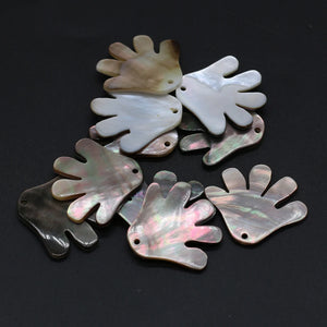 3Pcs Shell Palm Shaped Pendant Beads for DIY Jewelry Making
