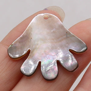 3Pcs Shell Palm Shaped Pendant Beads for DIY Jewelry Making