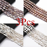 3Pcs Natural Pearl Baroque Beads Round Cross Button DIY Jewelry Making