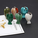 3Pcs Natural Stone Pendant Angel Shape Charm For DIY Jewelry Making
