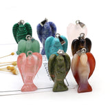 3Pcs Natural Stone Pendant Angel Shape Charm For DIY Jewelry Making